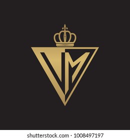 initial two letter half logo triangle gold