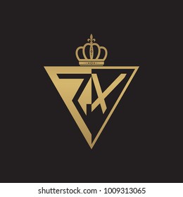 initial two letter half logo triangle gold