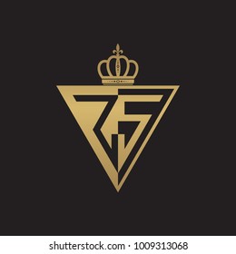 initial two letter half logo triangle gold