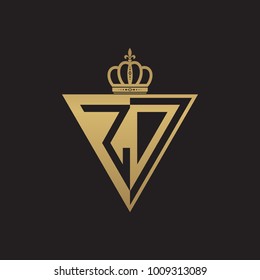 initial two letter half logo triangle gold