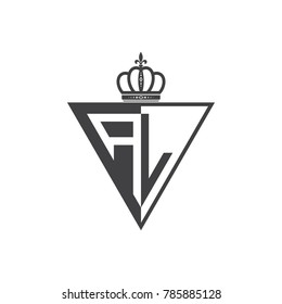 initial two letter half logo triangle black