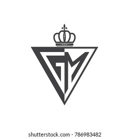 initial two letter half logo triangle black