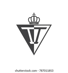 initial two letter half logo triangle black
