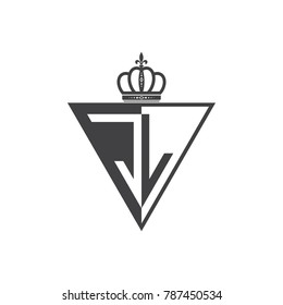 initial two letter half logo triangle black