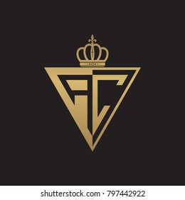 initial two letter half logo triangle gold
