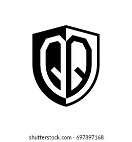 Initial two letter logo shield vector black