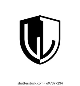 Initial two letter logo shield vector black