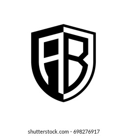 Initial two letter logo shield vector black