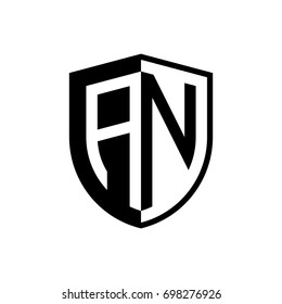 Initial two letter logo shield vector black