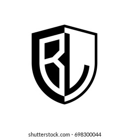 Initial two letter logo shield vector black