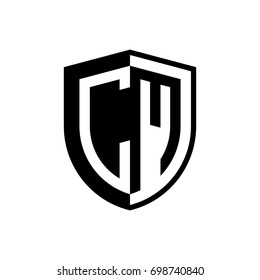 Initial two letter logo shield vector black