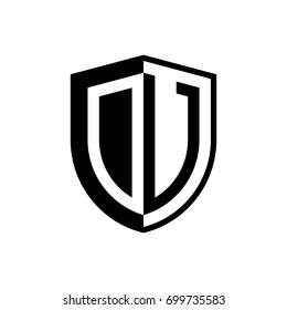 Initial two letter logo shield vector black