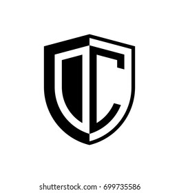 Initial two letter logo shield vector black