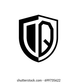 Initial two letter logo shield vector black