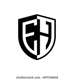 Initial two letter logo shield vector black