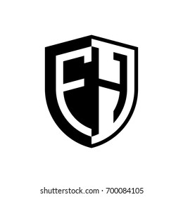 Initial two letter logo shield vector black