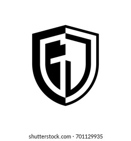 Initial two letter logo shield vector black