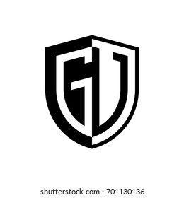 Initial two letter logo shield vector black