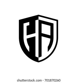 Initial two letter logo shield vector black