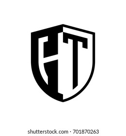 Initial two letter logo shield vector black