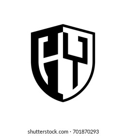 Initial two letter logo shield vector black
