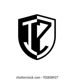 Initial two letter logo shield vector black