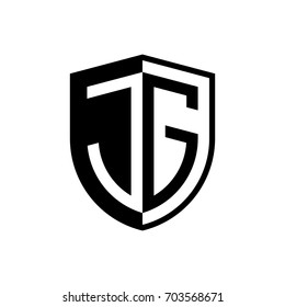 Initial two letter logo shield vector black