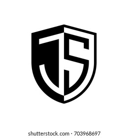 Initial two letter logo shield vector black
