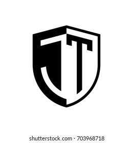 Initial two letter logo shield vector black