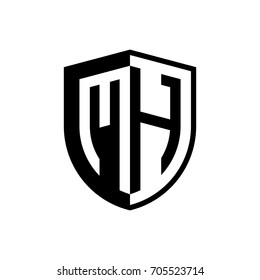 Initial two letter logo shield vector black