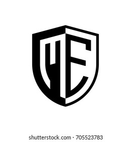 Initial two letter logo shield vector black