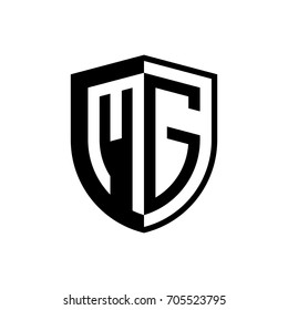 Initial two letter logo shield vector black