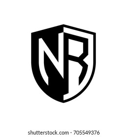 Initial two letter logo shield vector black