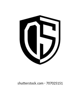 Initial two letter logo shield vector black