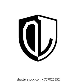 Initial two letter logo shield vector black