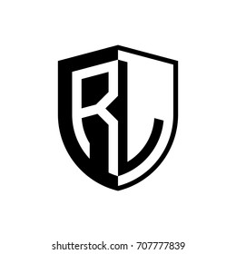 Initial two letter logo shield vector black