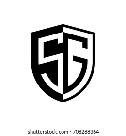 Initial two letter logo shield vector black