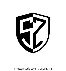 Initial two letter logo shield vector black