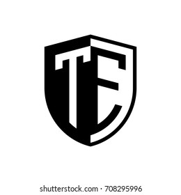 Initial two letter logo shield vector black