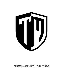 Initial two letter logo shield vector black