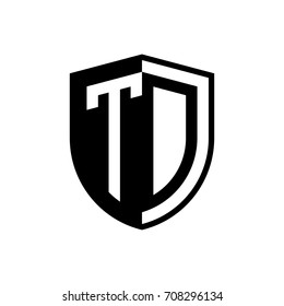 Initial two letter logo shield vector black