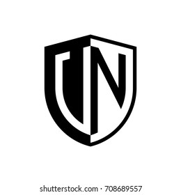 Initial two letter logo shield vector black