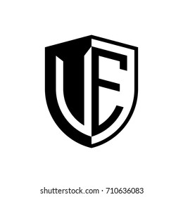 Initial two letter logo shield vector black