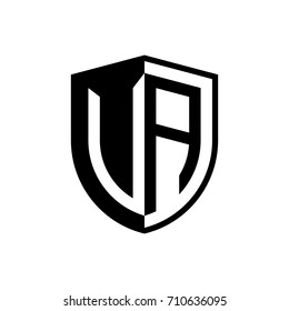 Initial two letter logo shield vector black
