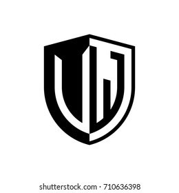 Initial two letter logo shield vector black