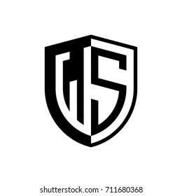 Initial two letter logo shield vector black