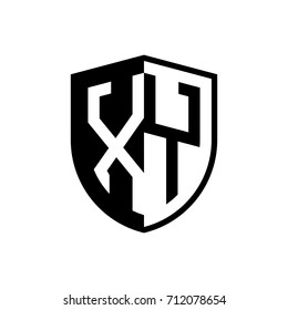 Initial two letter logo shield vector black