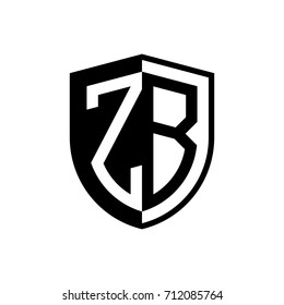 Initial two letter logo shield vector black