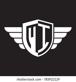 Initial two letter logo shield with wing