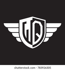 Initial two letter logo shield with wing